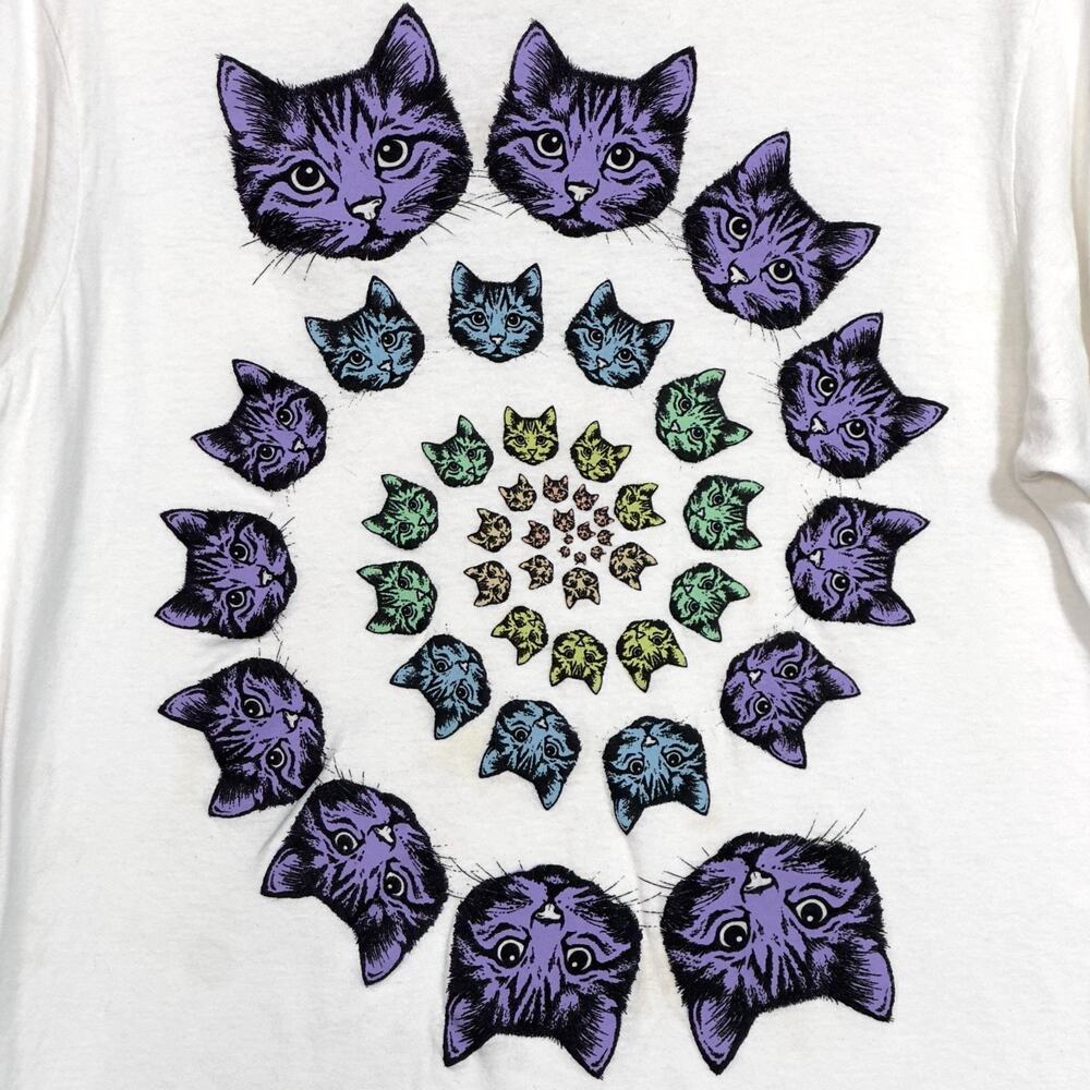 Mad Engine Cat Graphic T-Shirt White M Pop Art Whimsy